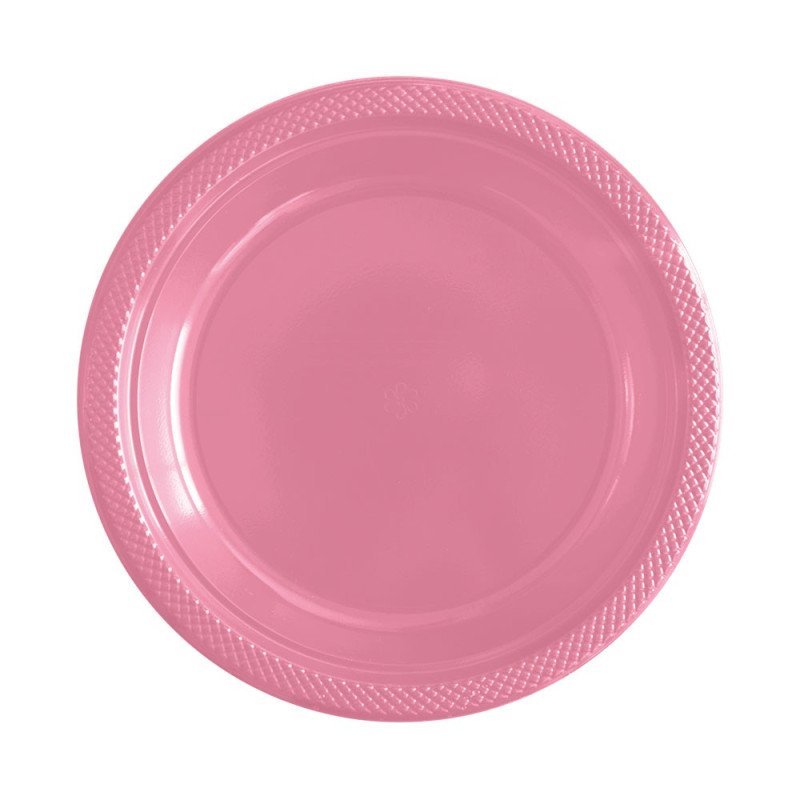 PLATO REDONDO GRANDE - ROSADO - PAQUETE X 10