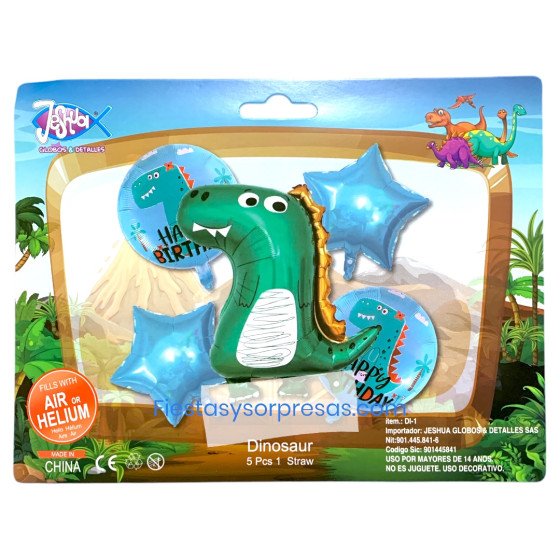 Bouquet de globos dinosaurio Rex