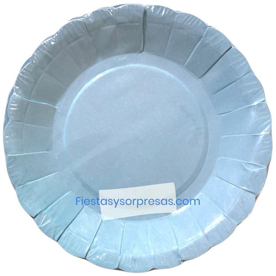 Plato de cartón para torta color azul cielo.