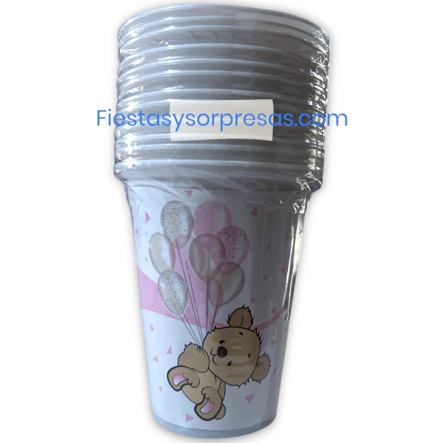 Vasos baby shower rosado. Osito. Vasos baby shower rosado. Osito.