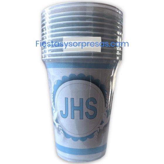 Vasos primera comunión azul
