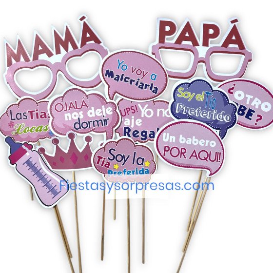 Kit de habladores rosado para Baby Shower