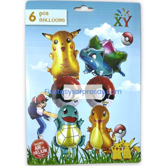 Paquete de globos metalizados de Pokemon
