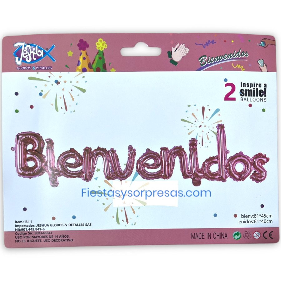 Letrero globos metalizados Bienvenidos Letrero globos metalizados Bienvenidos