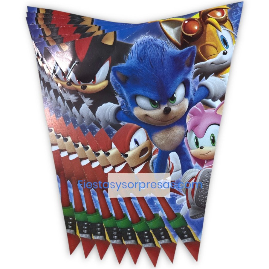 Banderines en papel de Sonic