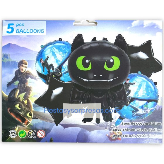 Globos metalizados de Cómo entrenar a tu Dragón