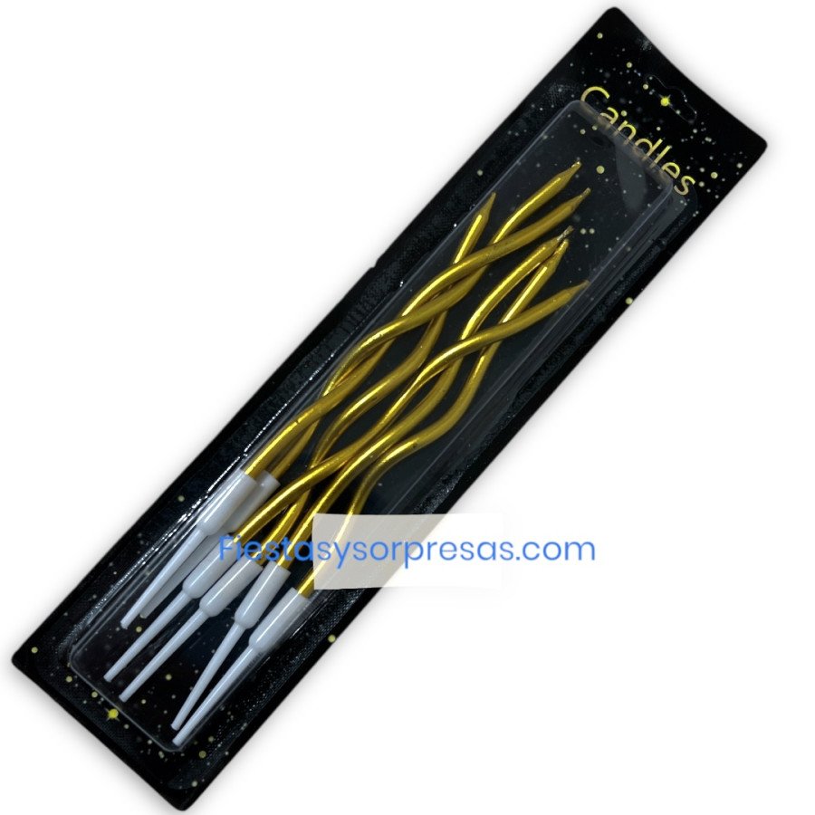 Velitas en forma de espiral doradas