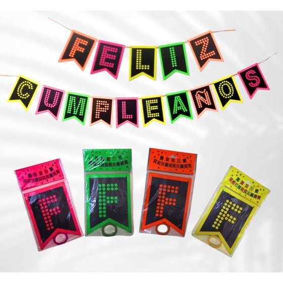 Guirnalda de Feliz Cumpleaños colores neón