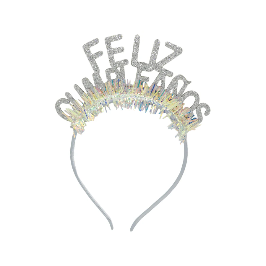 Diadema de Feliz Cumpleaños plateada Diadema de Feliz Cumpleaños plateada