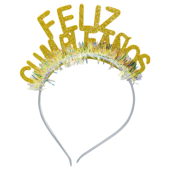 Diadema de Feliz Cumpleaños dorado