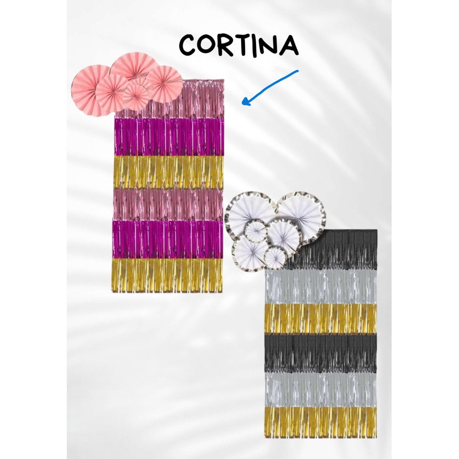 Cortina de flecos morado rosa dorado Cortina de flecos morado rosa dorado
