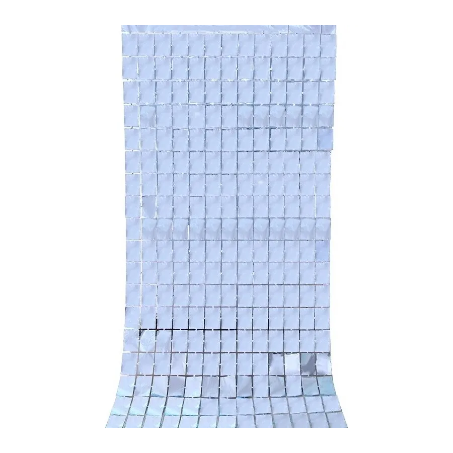 Cortina Metalizada Plateada Cuadros Para Decoración | Fiestas y Sorpresas