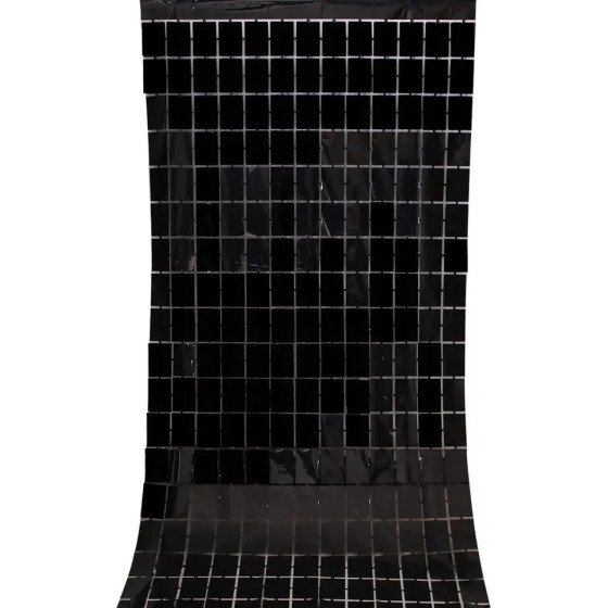 Cortina Metalizada Negra Cuadros Unidad | Fiestas y Sorpresas