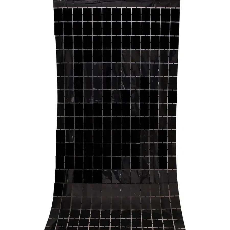 Cortina Metalizada Negra Cuadros Unidad | Fiestas y Sorpresas
