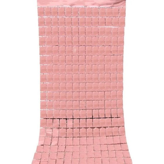 Cortina Metalizada Oro Rosa Cuadros Para Decoración | Fiestas y Sorpresas