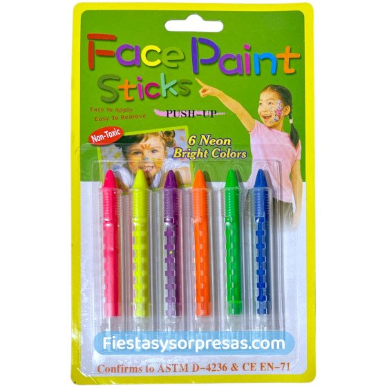 Pintura facial neón en crayola