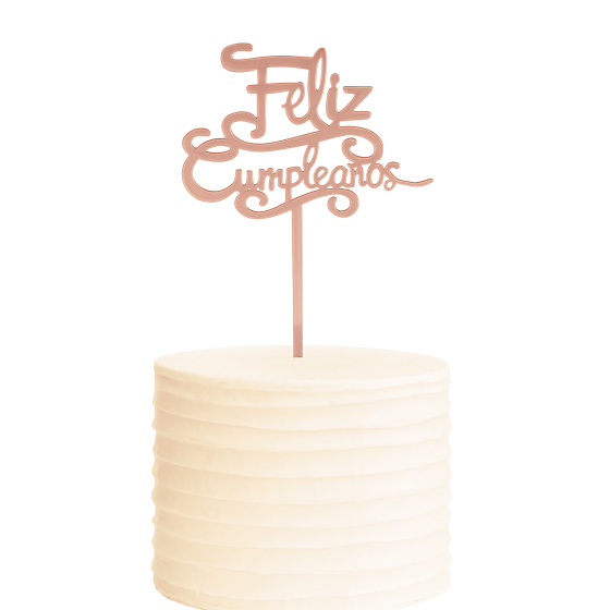Cake topper feliz cumpleaños oro rosa