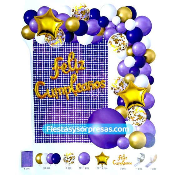 Arco orgánico morado lila blanco dorado