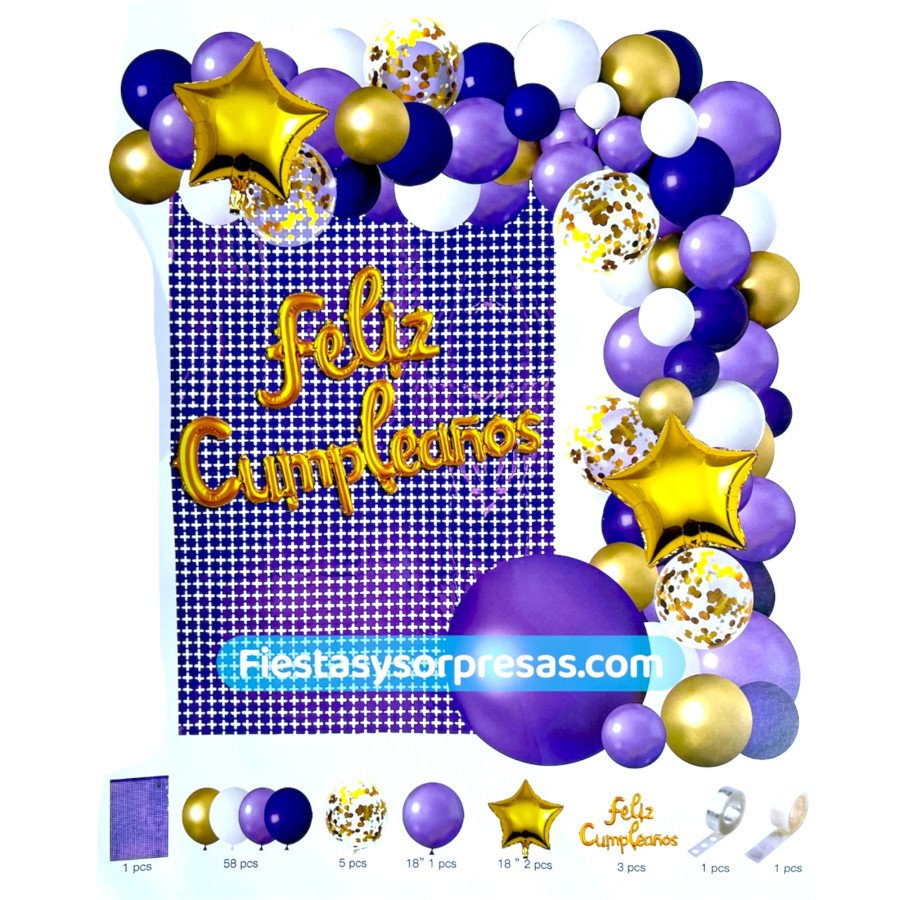 Arco orgánico morado lila blanco dorado