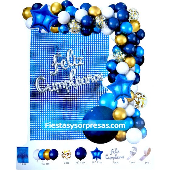 Arco orgánico azul dorado blanco