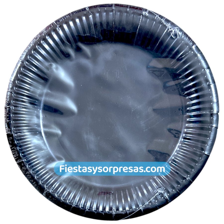 Plato de cartón metalizado negro, paquete x 10 Plato de cartón metalizado negro, paquete x 10
