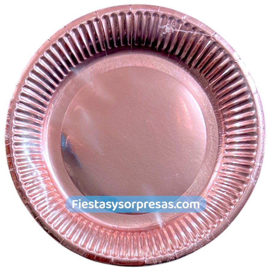 Plato de cartón metalizado oro rosa, paquete x 10 Plato de cartón metalizado oro rosa, paquete x 10