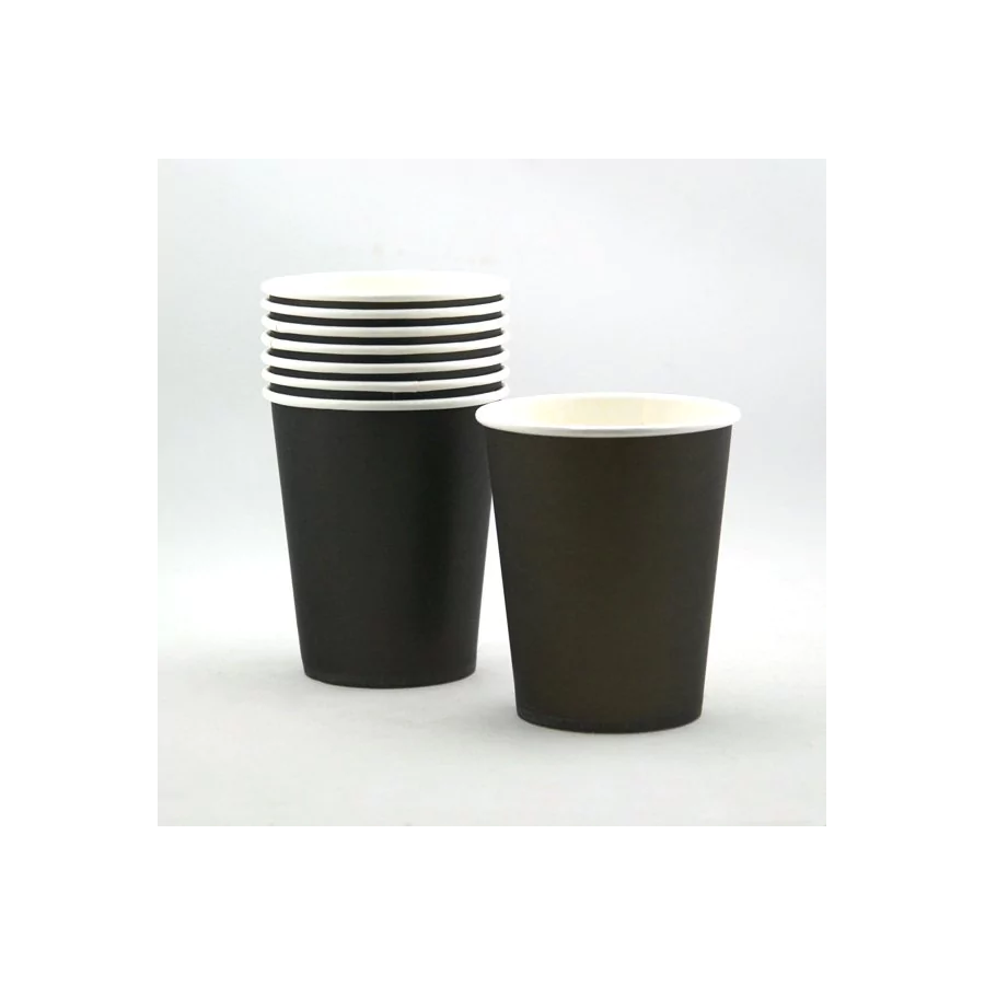 Vaso de cartón metalizado negro, paquete x 10