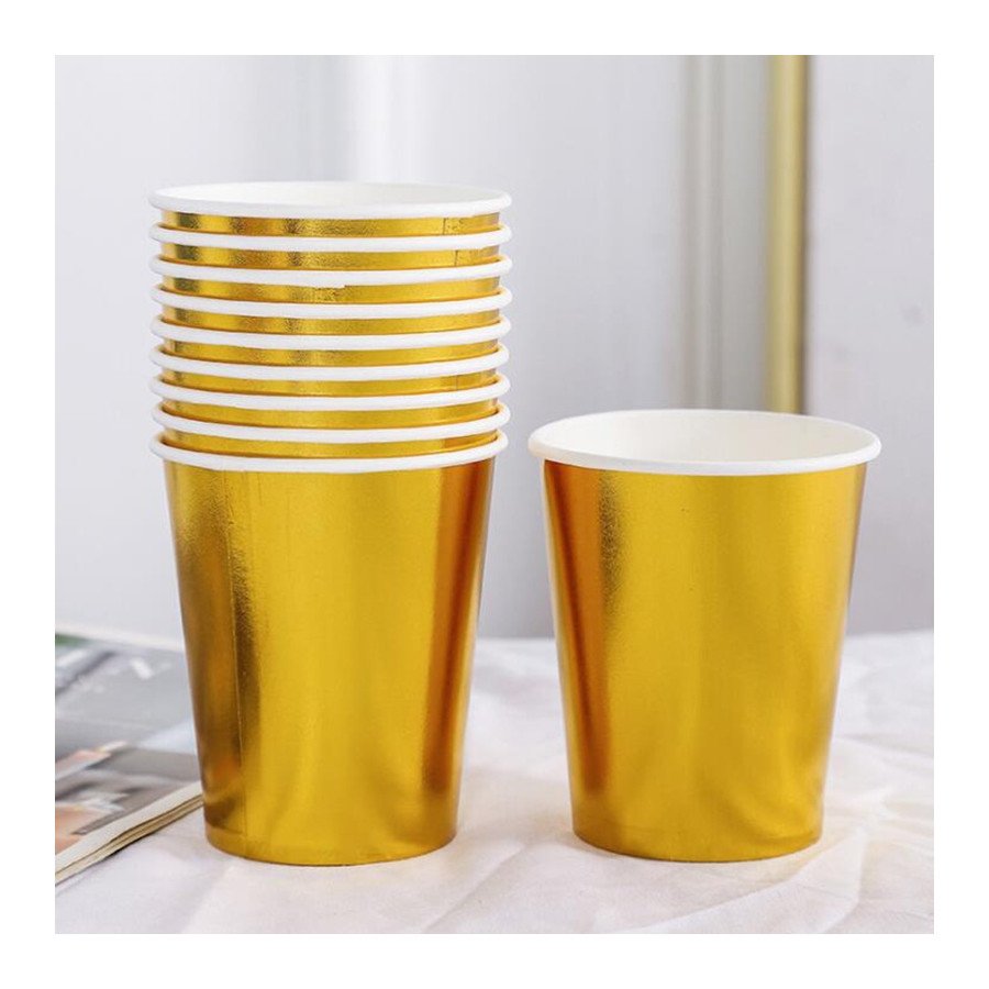 Vasos de Cartón Biodegradables Dorados