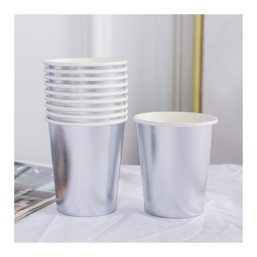 Vasos de Cartón Biodegradables Plateados Vasos de Cartón Biodegradables Plateados