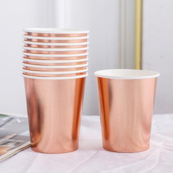 Vasos de Cartón Biodegradables Oro Rosa