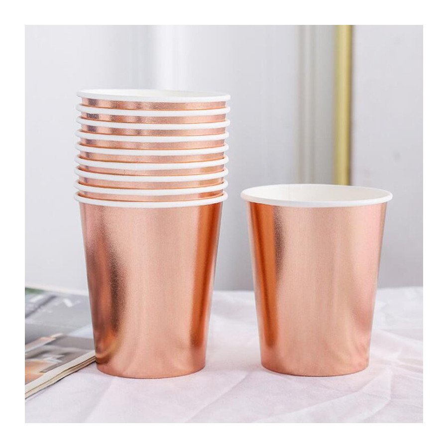 Vasos de Cartón Biodegradables Oro Rosa
