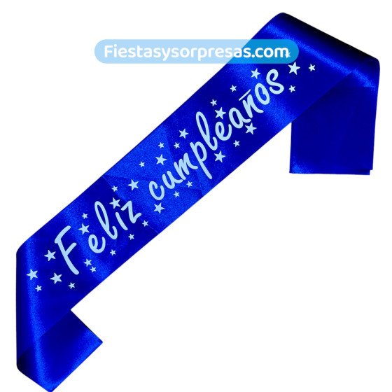 Cinta de Feliz Cumpleaños en tela azul