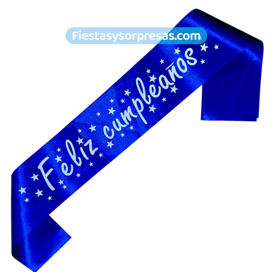 Cinta de Feliz Cumpleaños en tela azul