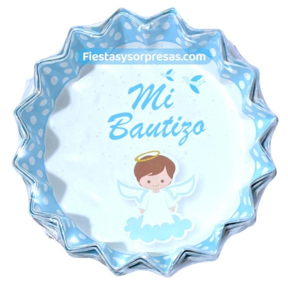 Plato para bautizo, color azul