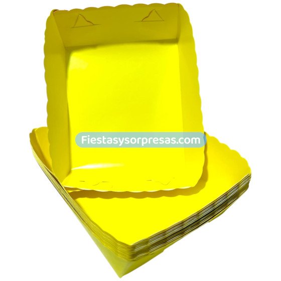 Bandeja para torta o tortera color amarillo.