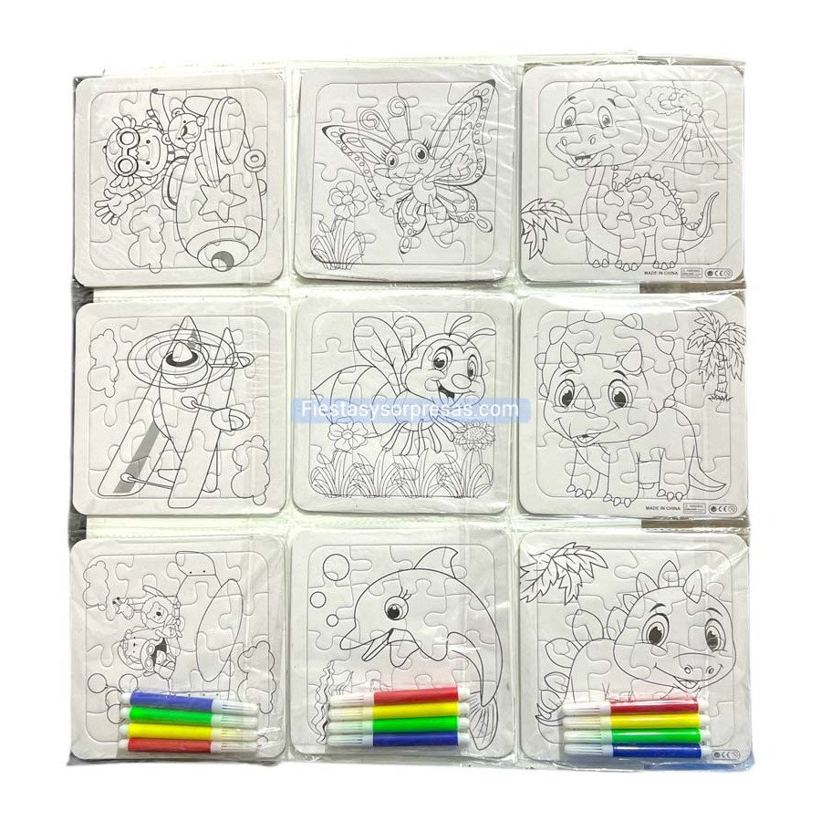 Rompecabezas para colorear x 3 - Fiestas y Sopresas