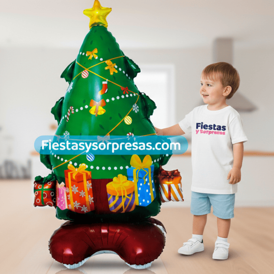 Arbol Navidad Piso Globo Metalizado| Fiestas y Sorpresas