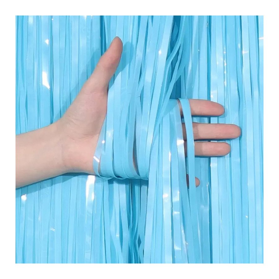 Cortina Metalizada Azul Pastel | Fiestas y Sorpresas