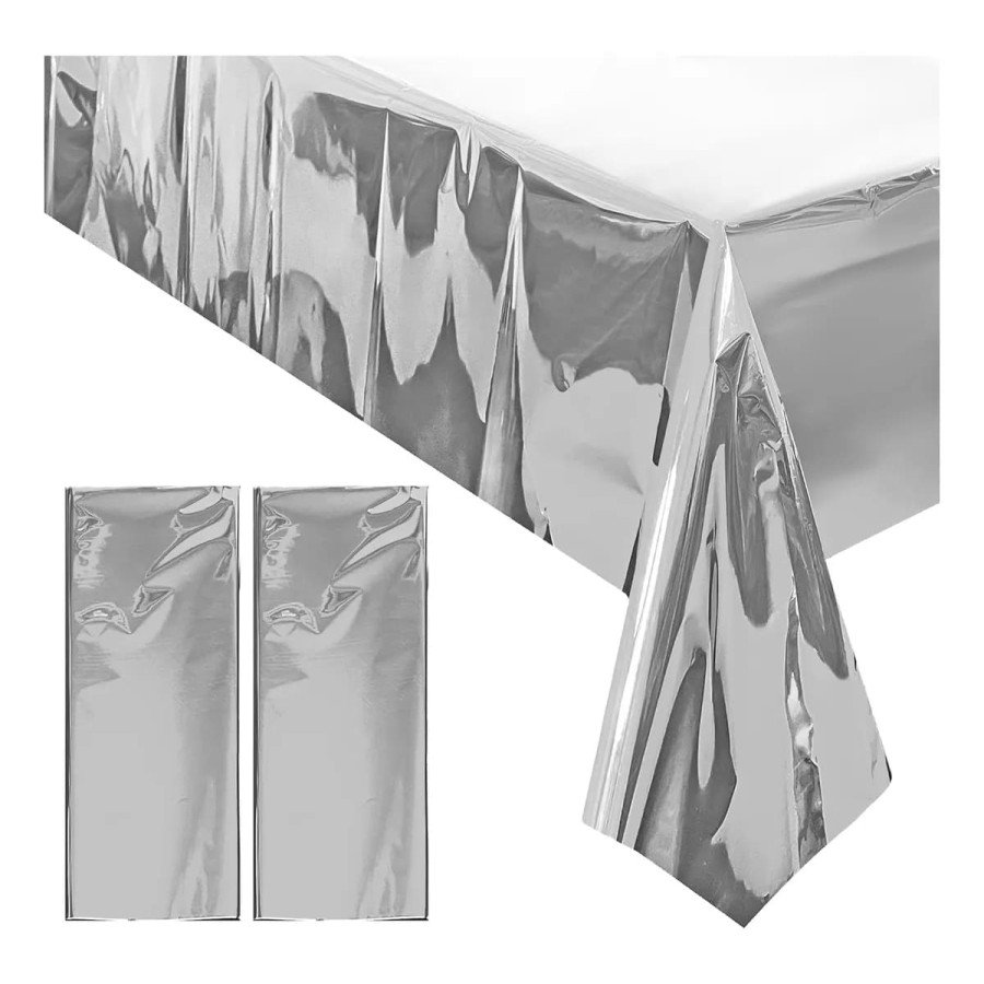 Mantel Metalizado Plateado| Fiestas y Sorpresas