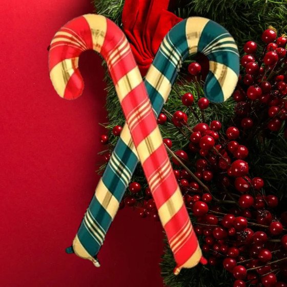 Bastón Navideño Rojo - Globo Metalizado - Fiestas y Sorpresas