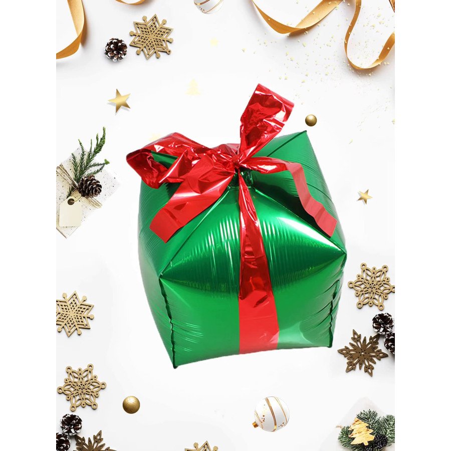 Caja de Regalo Verde - Globo Metalizado - Fiestas y Sorpresas