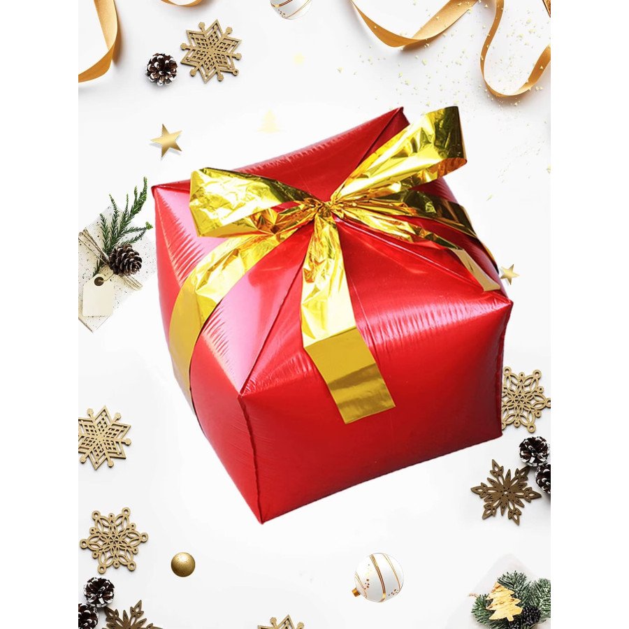 Caja de Regalo Roja - Globo Metalizado - Fiestas y Sorpresas