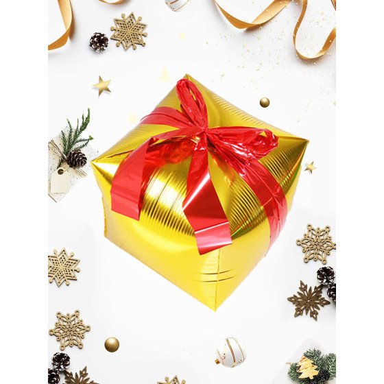 Caja de Regalo Dorada - Globo Metalizado - Fiestas y Sorpresas