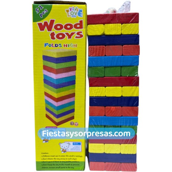Jenga Color 48 Piezas - Fiestas y Sorpresas