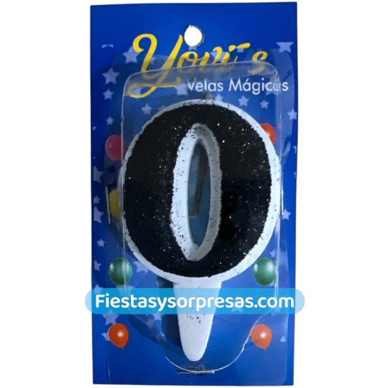 Vela Mágica Naranja Negra Número 0 - Fiestas y Sorpresas