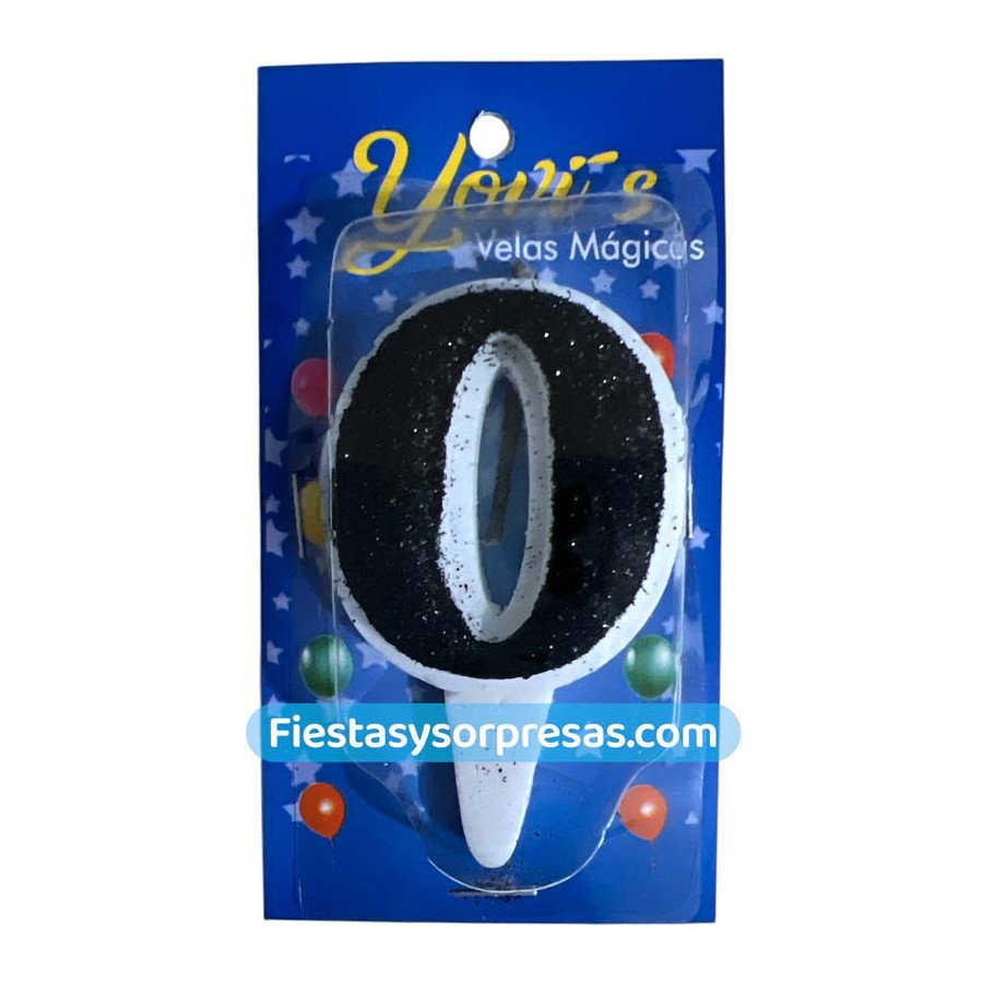 Vela Mágica Naranja Negra Número 0 - Fiestas y Sorpresas