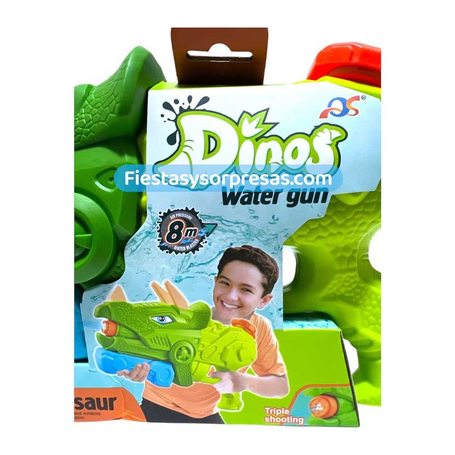Pistola de Agua Dino 8m - Fiestas y Sorpresas