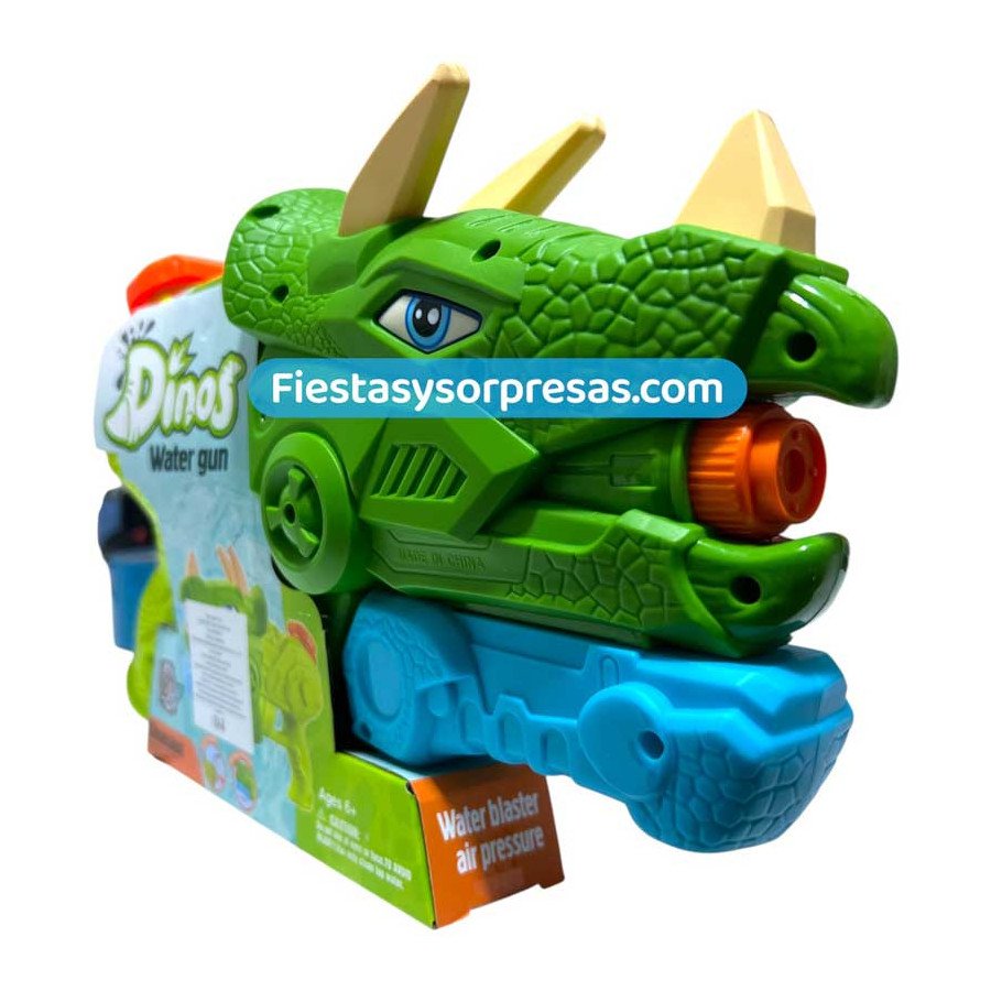 Pistola de Agua Dino 8m - Fiestas y Sorpresas