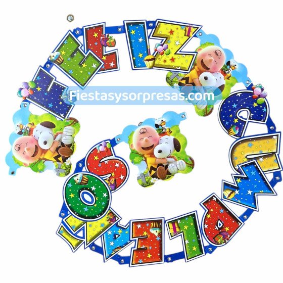 Letrero Carlitos y Snoopy - Feliz Cumpleaños | Fiestas y Sorpresas