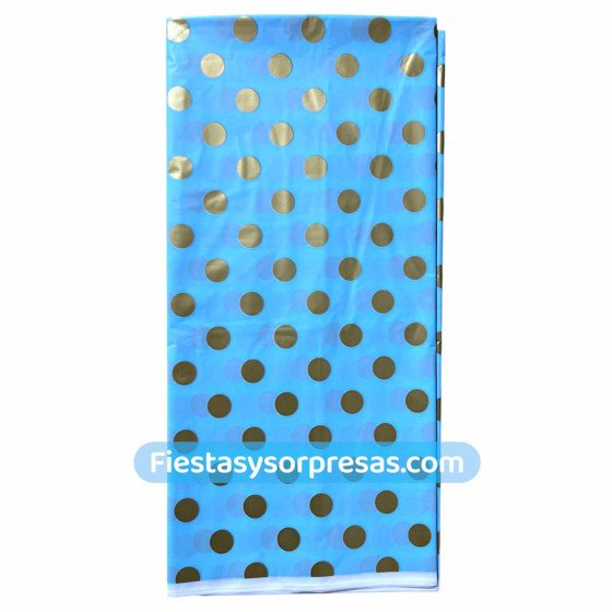 Mantel Azul Puntos Dorado | Fiestas y Sorpresas